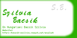szilvia bacsik business card